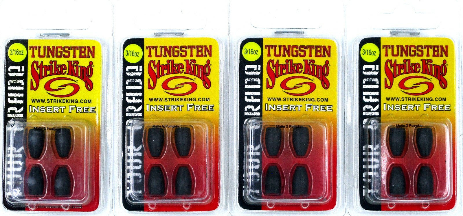(4) Packs Strike King Tungsten Bullet Weights Tour Grade Insert Free 3/16 Oz MGP