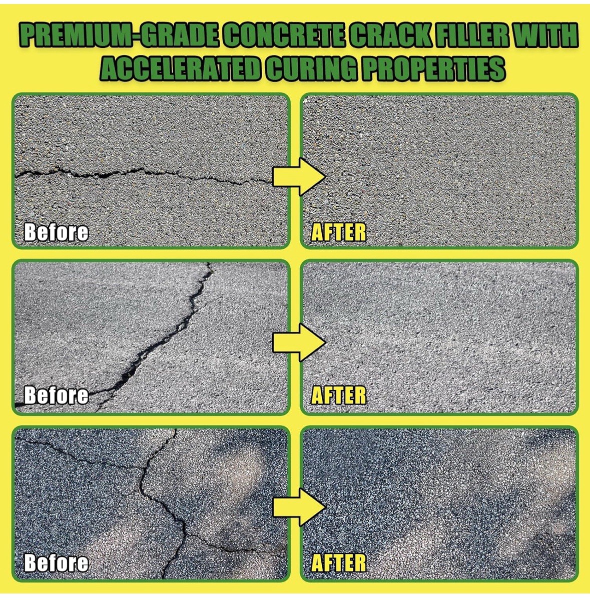 Concrete Crack Filler Gray Self-Leveling Cement Repair Gel for Driveway 2LB