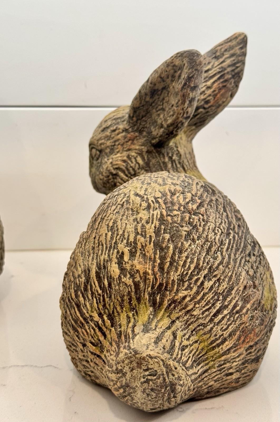 Adorable Pair Of Pier 1 Terracotta Pottery Statue Rabbits/Bunnies Farmhouse Chic