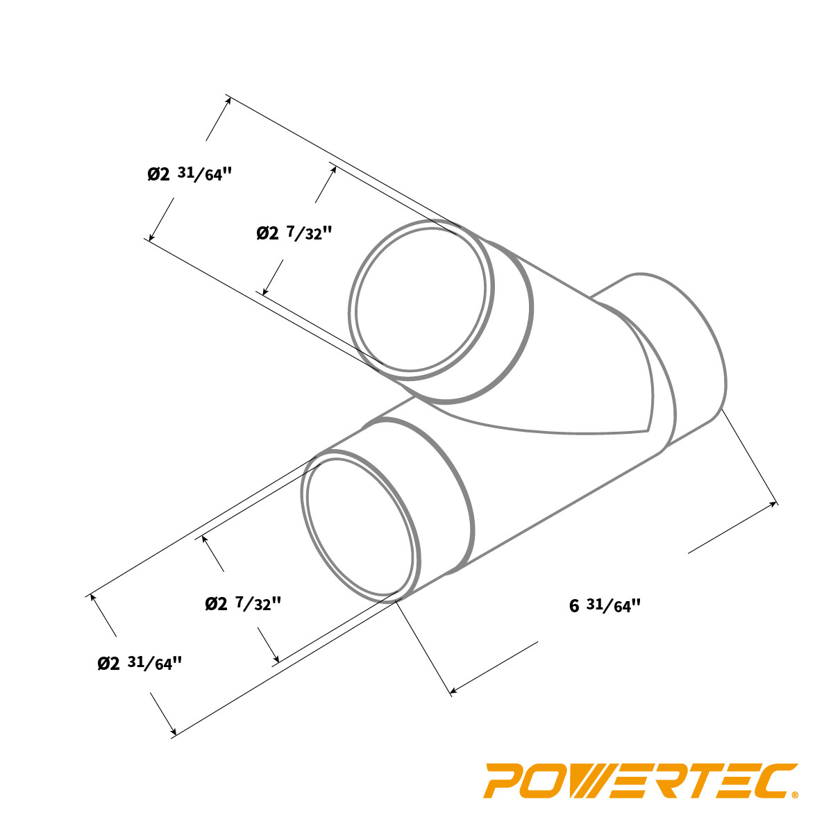 POWERTEC 2-1/2 inch Y-Fitting, Clear Color (70228)