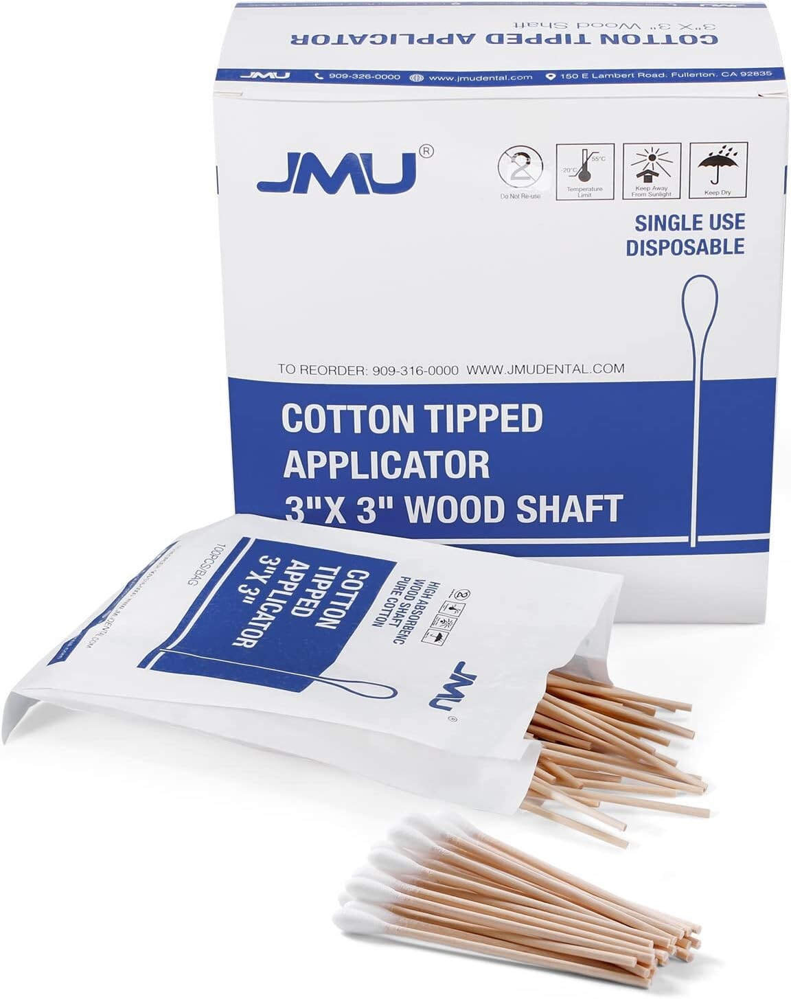 1000Pcs Cotton Swabs Wooden Handle Sticks 3 " Q-Tips Medical Use Supply