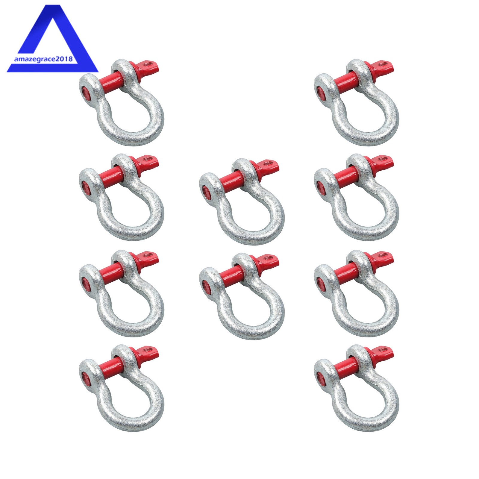 10 Pcs 3/8'' D Ring Anchor Shackles Galvanized Screw Pin Clevis Shackle WLL 1T