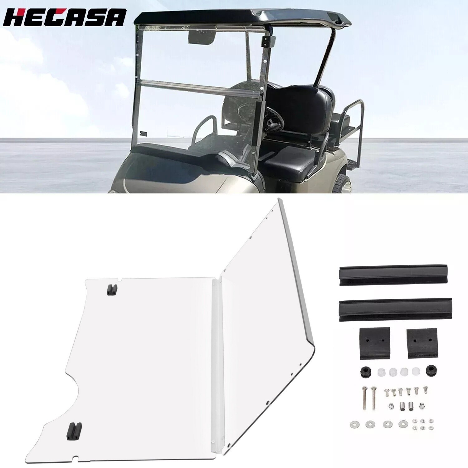 For EZGO RXV Clear Windshield 2008-UP Folding Style *New In Box Golf Cart Part*