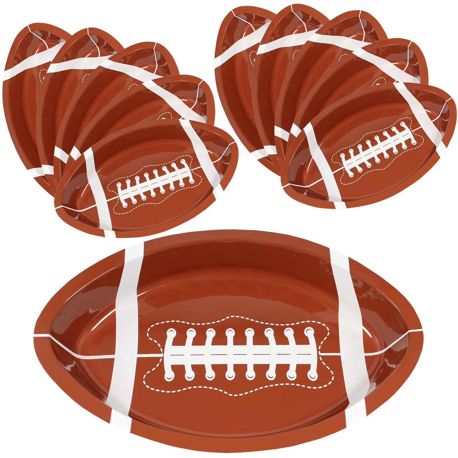 Anapoliz Football Serving Trays | 10 Pcs Plastic 12x7.5 Inches, Brown