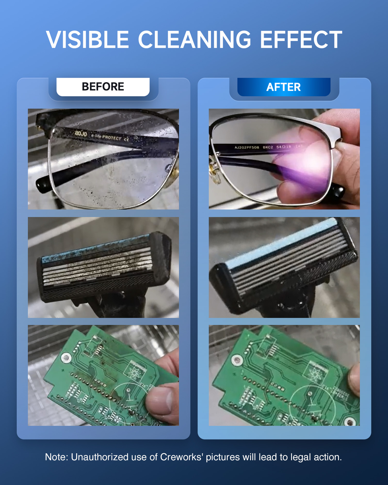 CREWORKS 2L Ultrasonic Cleaner Machine for Lab Tool Watch Retainer Jewelry