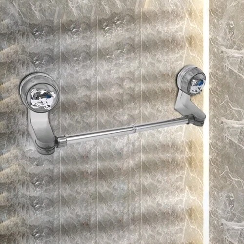 Adjustable 12 - 19" Bathroom Suction Cup Towel Rack With Adjustable Angles