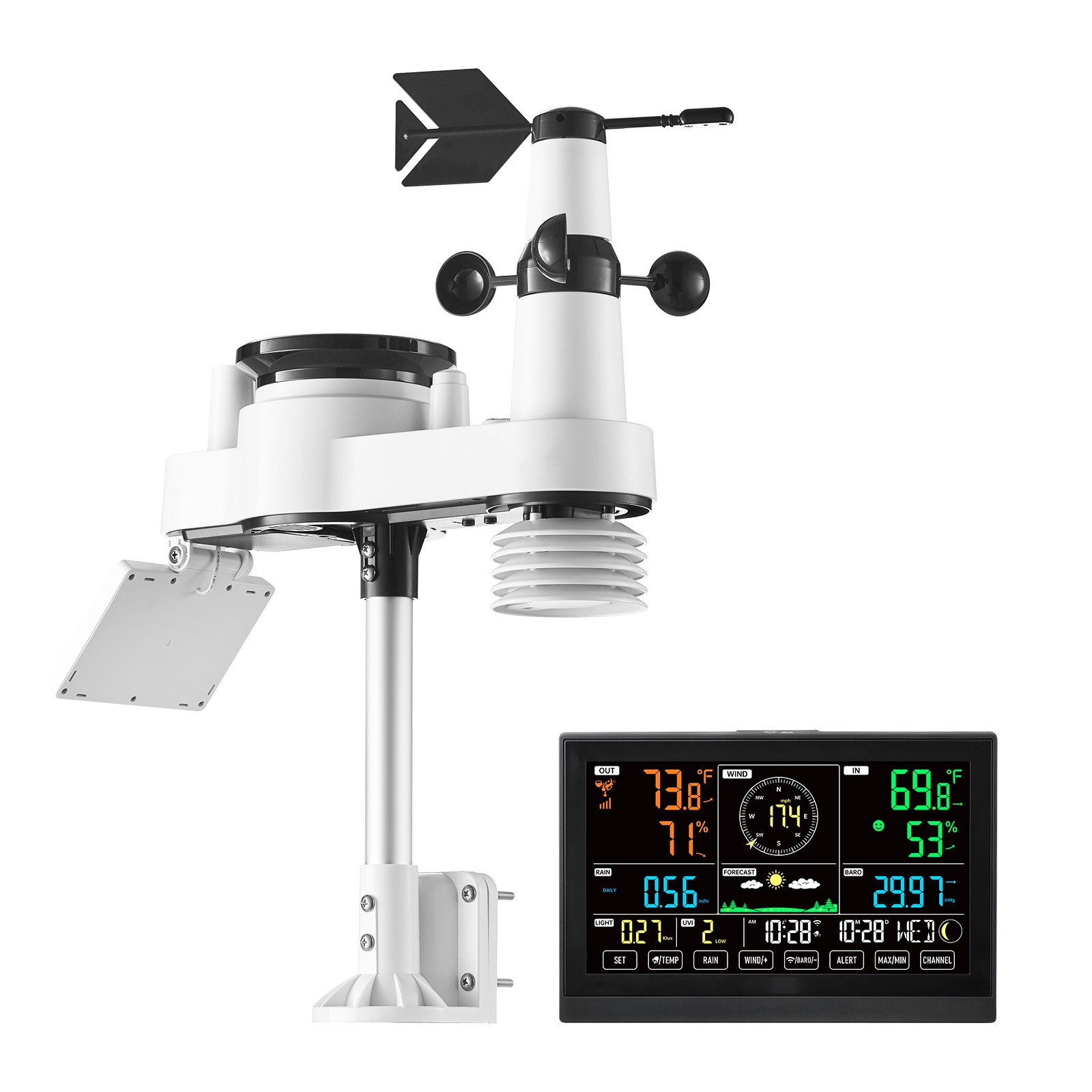 Uimoso 7-in-1 Wi-Fi Weather Station with 7.5-Inch VA Display and Wireless Sensor