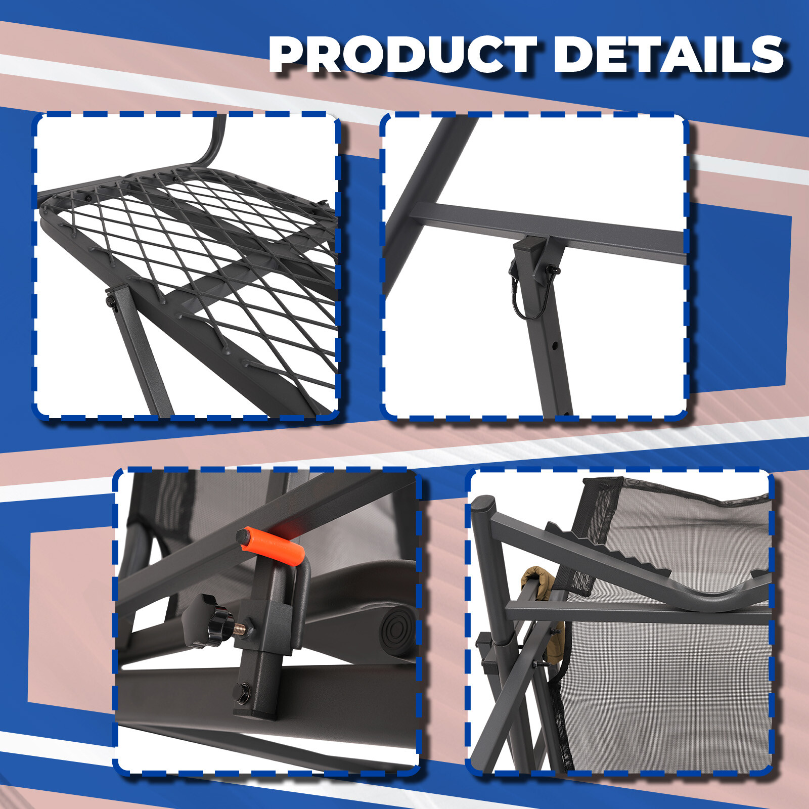 Steel Hunting Ladder Tree Stand Tree Step 1 Person Powder Coated w/ Harness