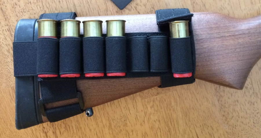 7 Round Tactical Shotgun Stock Shell Holder Ammo Carrier Hunting Pouch Strip