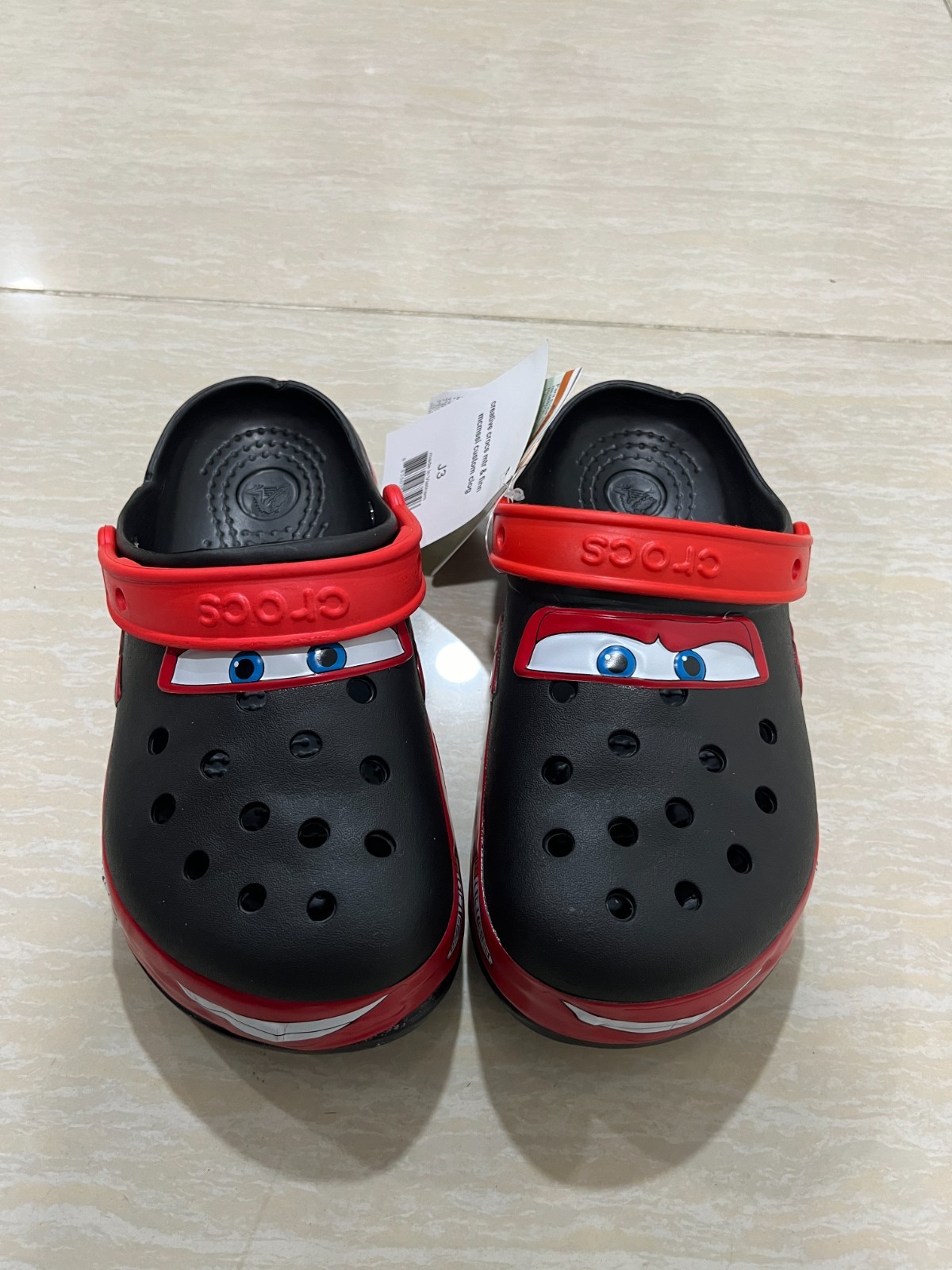 NEW! Light Up Black Red Lightning McQueen Crocs Clog Kids Shoe C8-C12, J1-J3 NWT