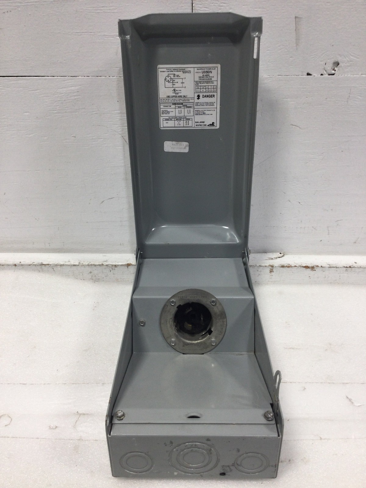 Midwest U050N Outdoor Twist Lock Power Outlet 50A 3 Wire 120/240V Surface Mount