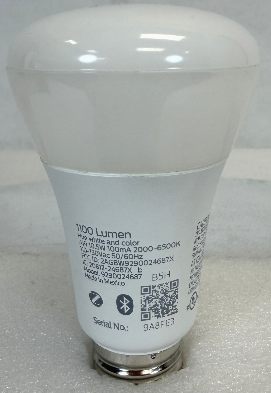 Philips Hue 75W Smart Lightbulb Color White 1100 Lumens A19 -FREE S/H