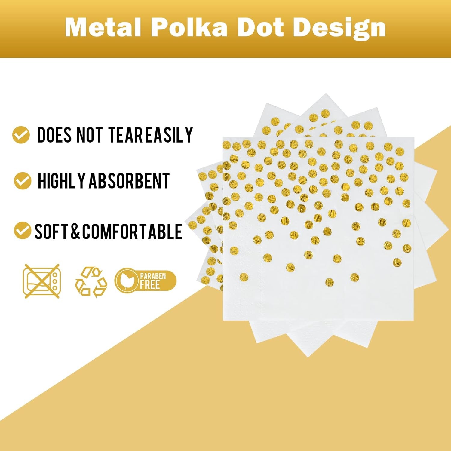 White and Gold Paper Plates Napkins Set 50 Pack for All