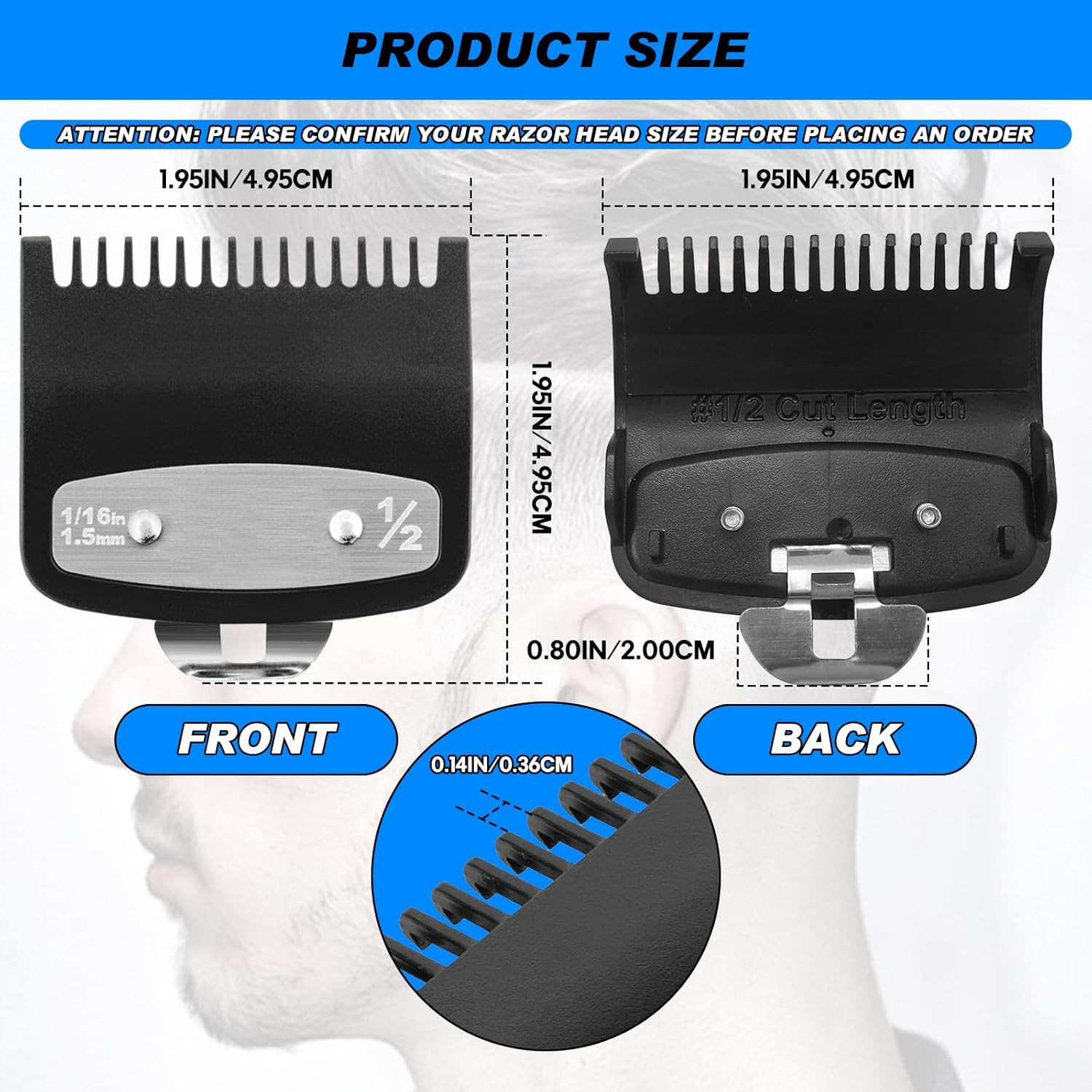 2 Pack Replacement for Wahl Clipper Guards Set Compatible with Wahl 1/2 Clipper