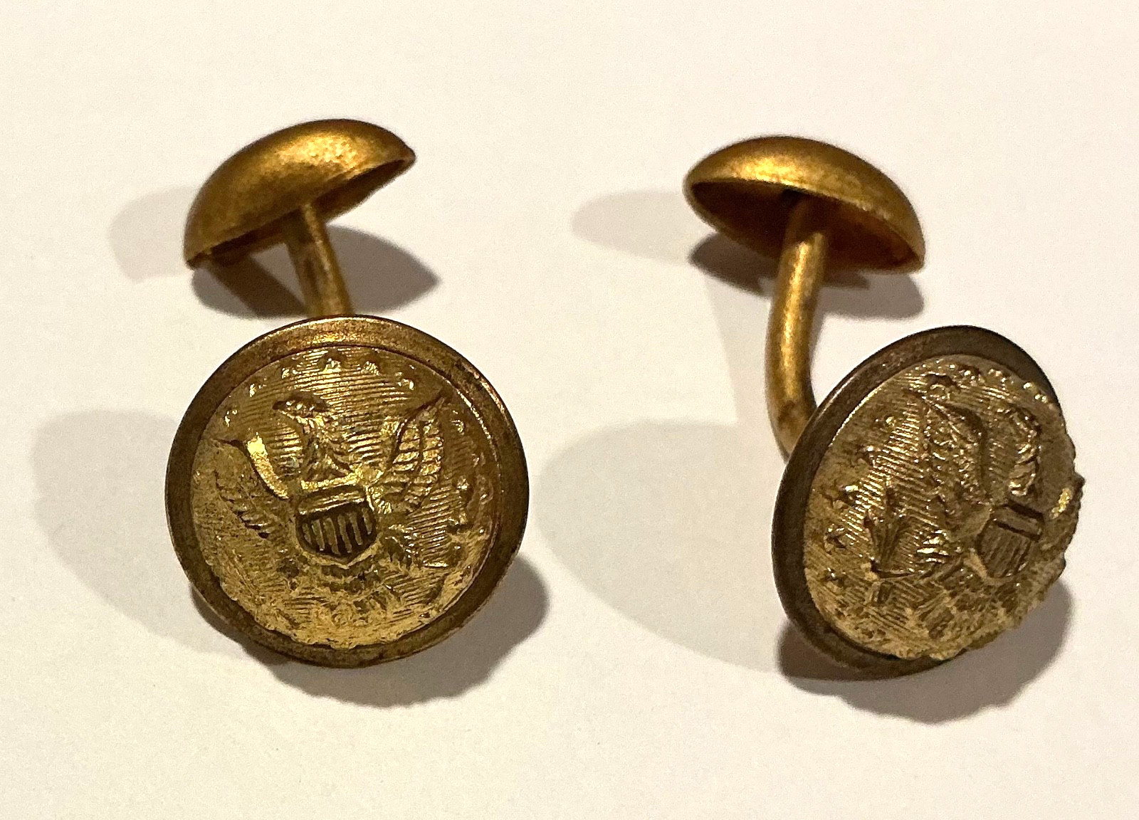 ANTIQUE MILITARY USA EAGLE BUTTON CUFFLINKS GOLD GILDED VICTORIAN CIVIL WAR ERA