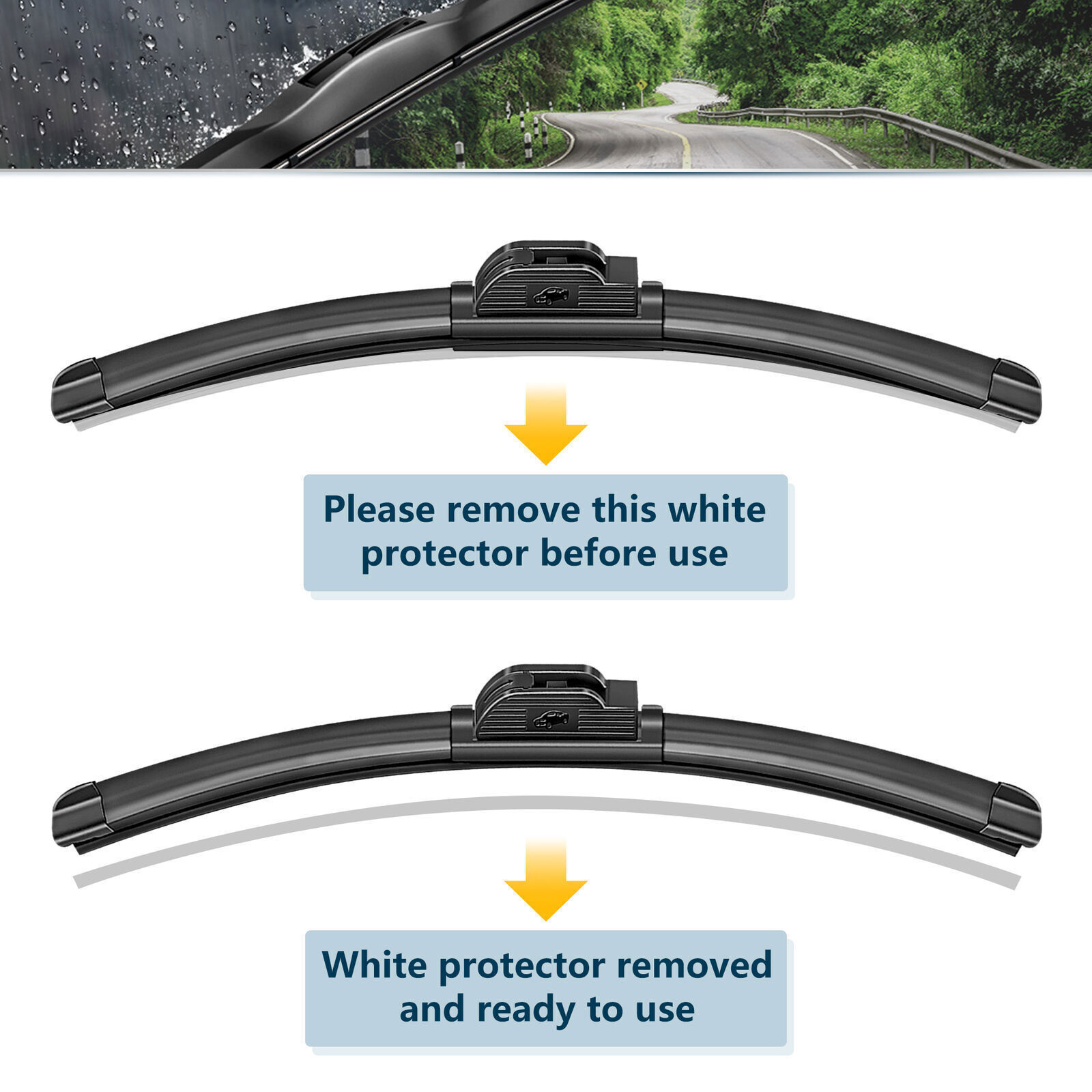Pair Windshield Wiper Blades J-hook Quality 22" & 22" Inch Bracketless Frameless