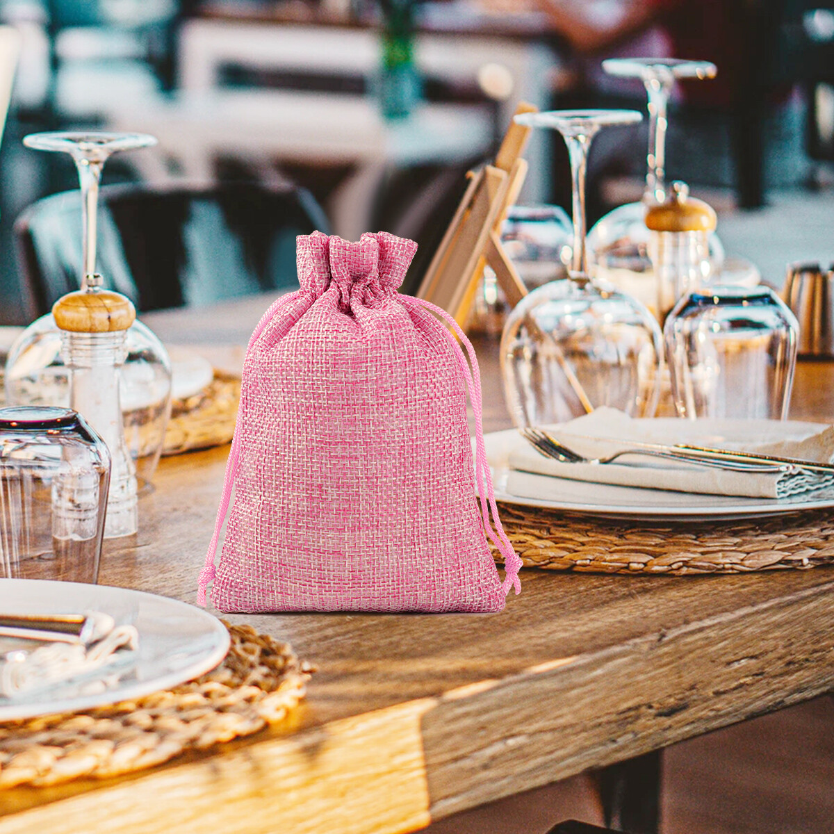 100 200 Wedding Favor Bags Hessian Burlap Jute Gift Bag Jewelry Drawstring Pouch