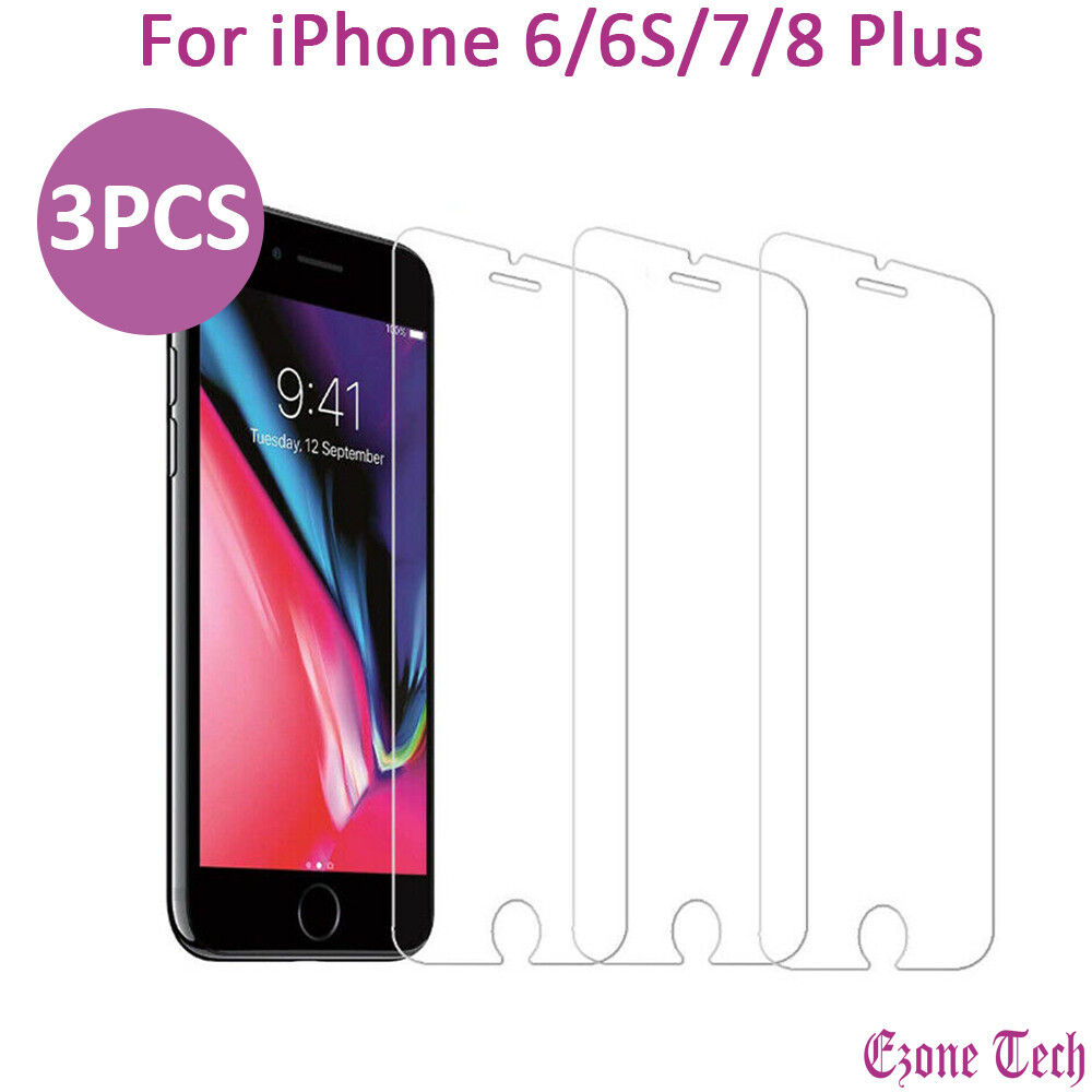 3x Pack For iPhone 6 6S 7 8 Plus Premium Tempered Glass Screen Protector