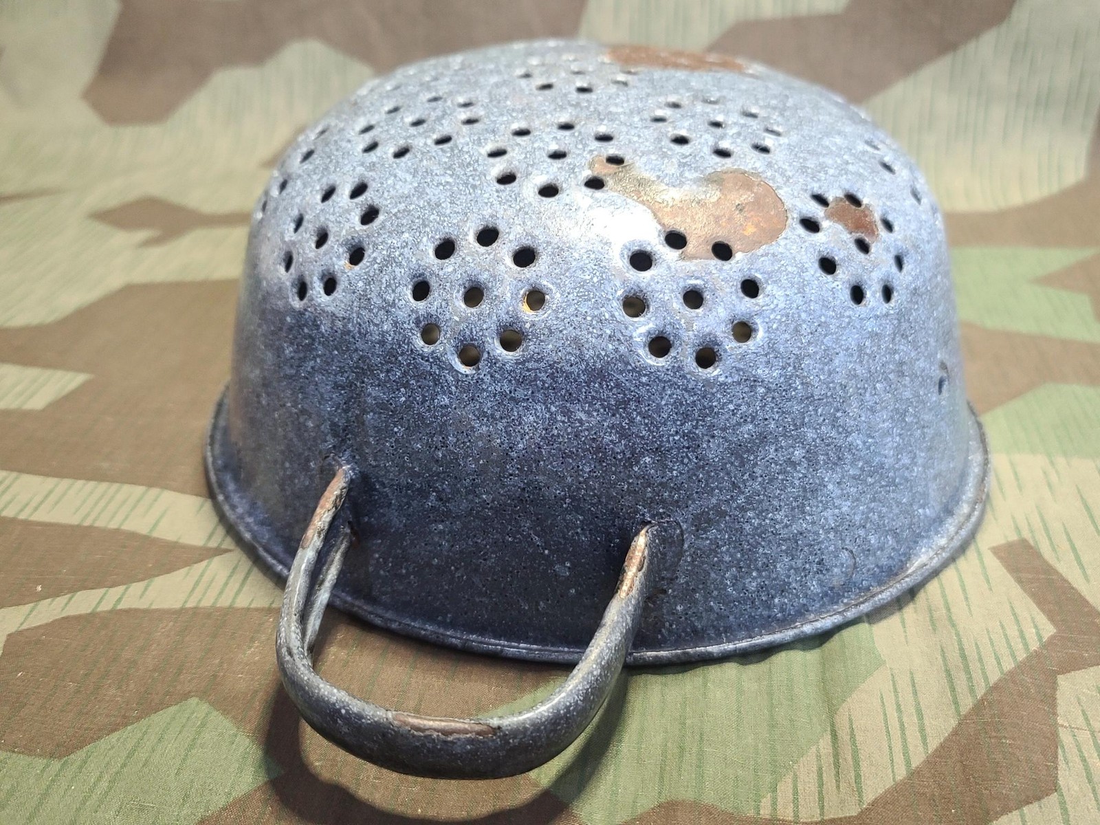 WWII German Helmet Made into a Strainer Stahlhelm Army Wehrmacht Military Pasta