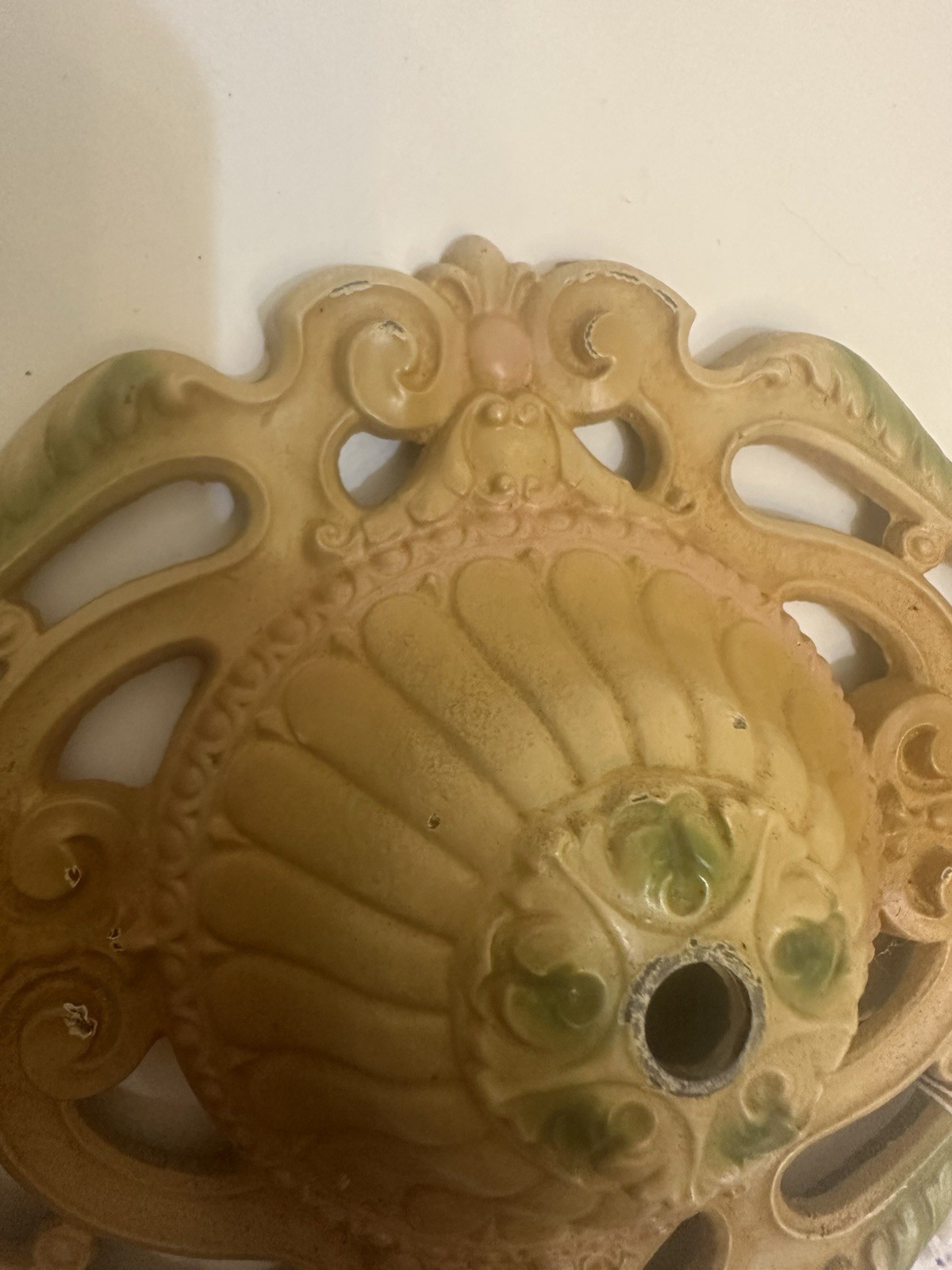 Antique art deco flat mount ceiling 2 light fixture with double light Late 1800s