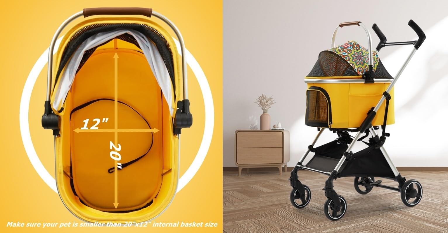 3 in 1 Multifunction Foldable Pet Stroller for Dog and Cat + Carrier + Car Seat