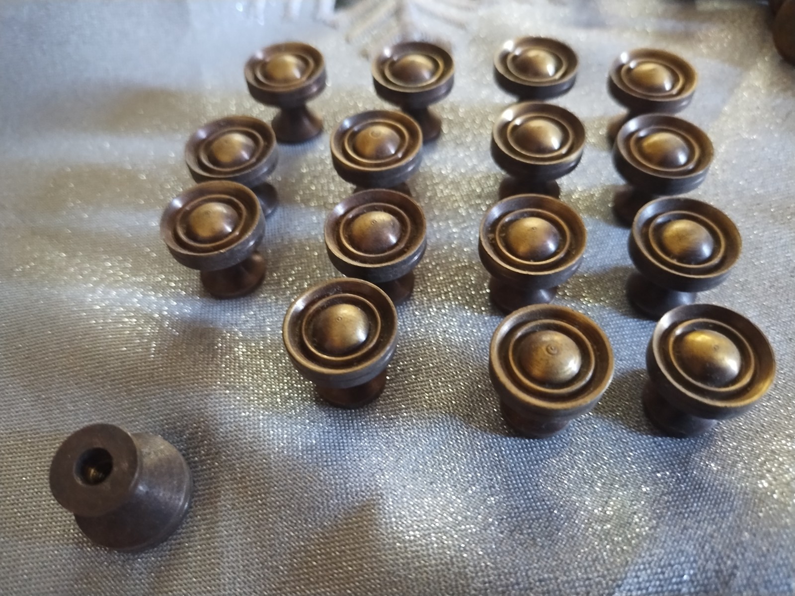 Vintage (16) Solid Brass Stacking Barrister Bookcase Hoosier 9/16" Knobs Pulls