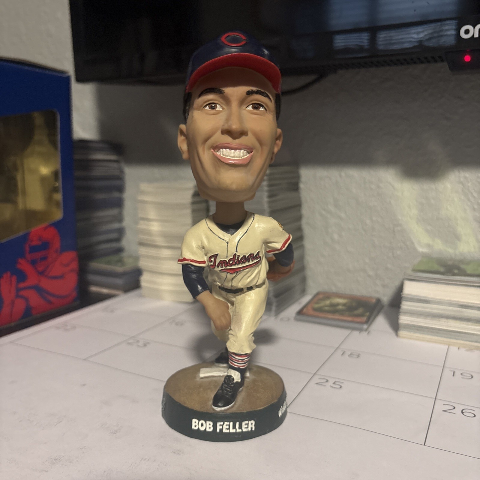 Vintage Bob Feller 2002 Cleveland Indians Chief Wahoo Logo Bobblehead BD&A