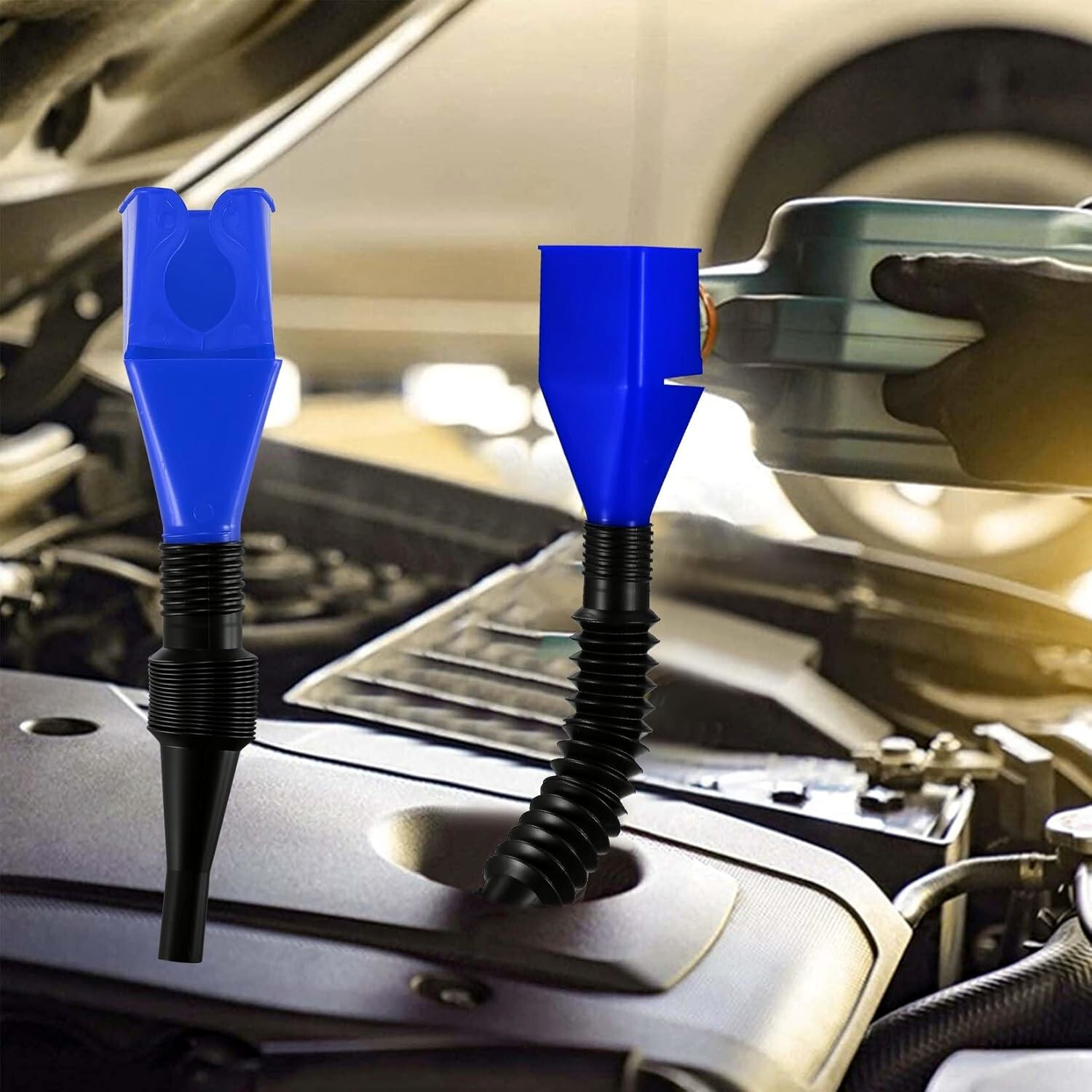 Flexible Snap Funnel "ONE HAND ONLY" Adapter Spill Free Oil Gas Coolant Filling
