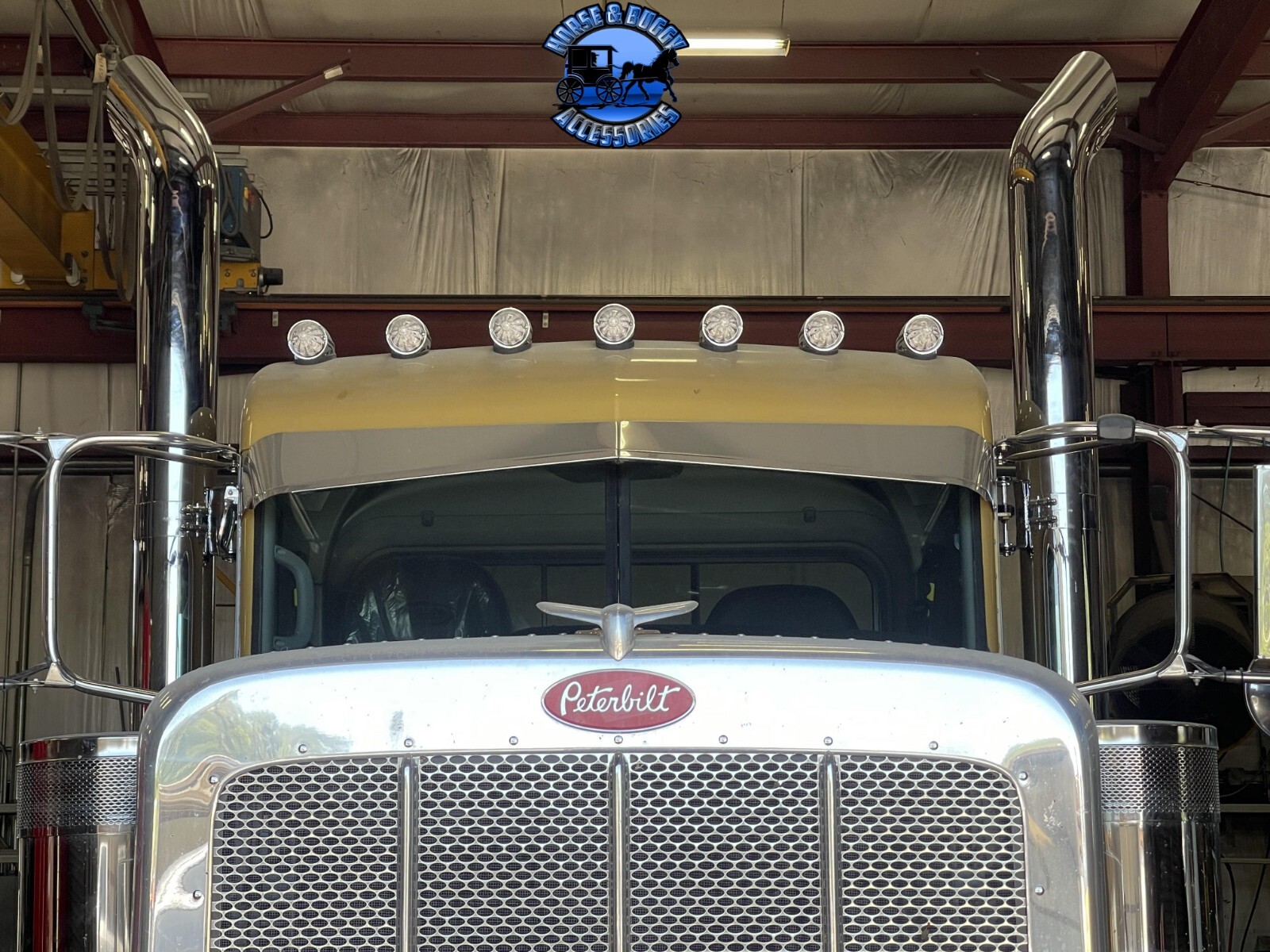 Rollin low "timeless" 9"x5" Peterbilt visor reverse bowtie 304 stainless nu-1053