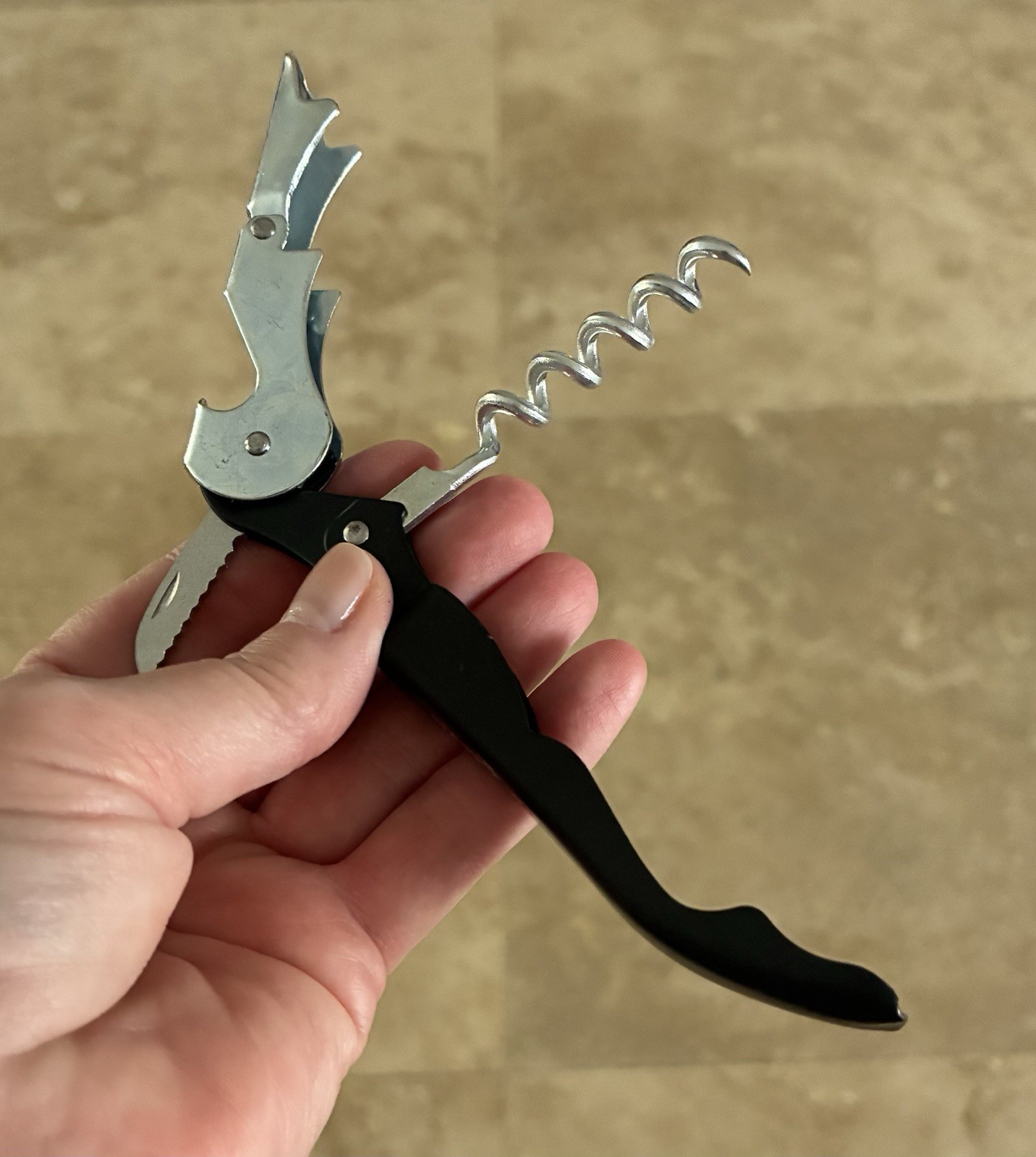 NEW “Happy Wine” Black Wine Key Corkscrew Opener