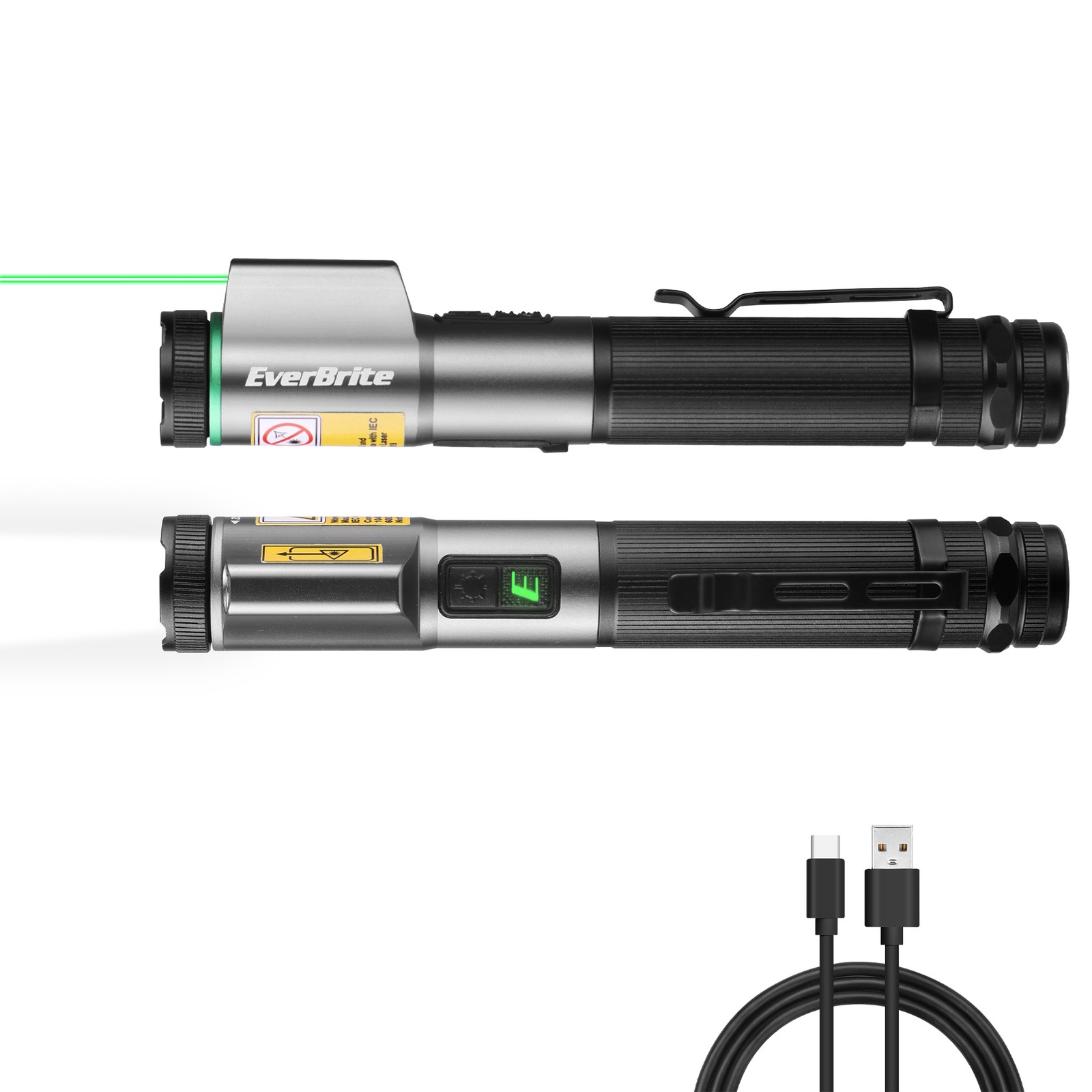 EverBrite Rechargeable EDC Flashlight with White Light and Green Beam 500 Lumens