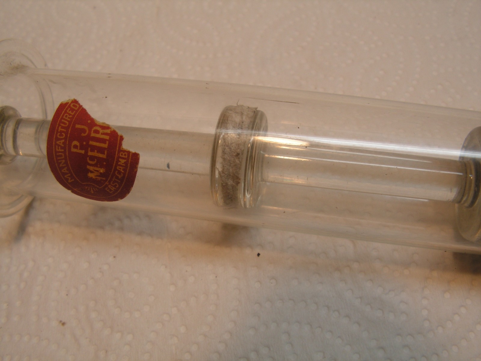 Vintage Glass Syringe Antique P J McElroy Surgeon Medical Apothecary Unused?