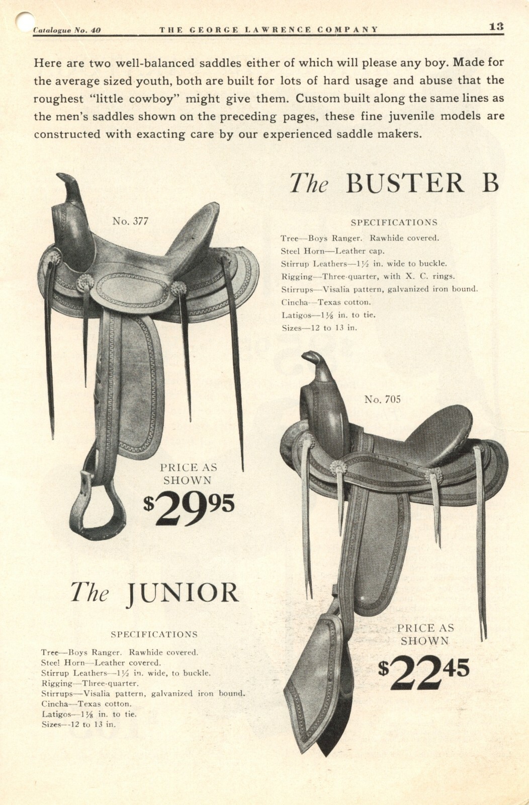 1940 George Lawrence Leather Catalog #40 on CD - Saddles, Holsters, Portland, OR