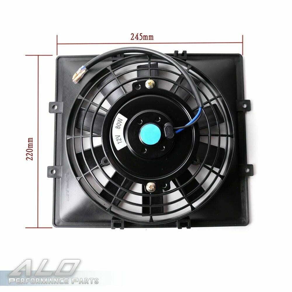 Universal 30 Row 10AN Engine Transmission Oil Cooler+7" Fixed Fan Kit