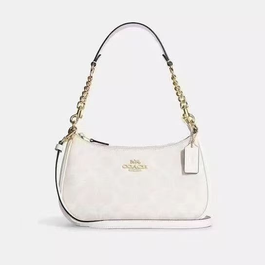 NWT COACH  Teri Shoulder Bag In Signature Canvas CA548 White Fast Shipping