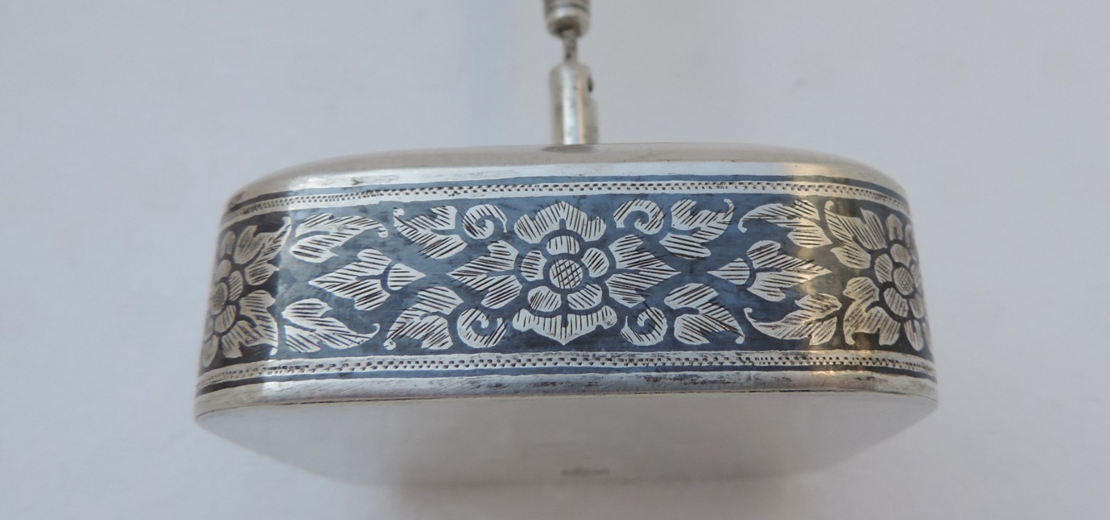Thai Nakon Siam Sterling Silver Niello Pen Pencil Holder box Desktop Stand 205g