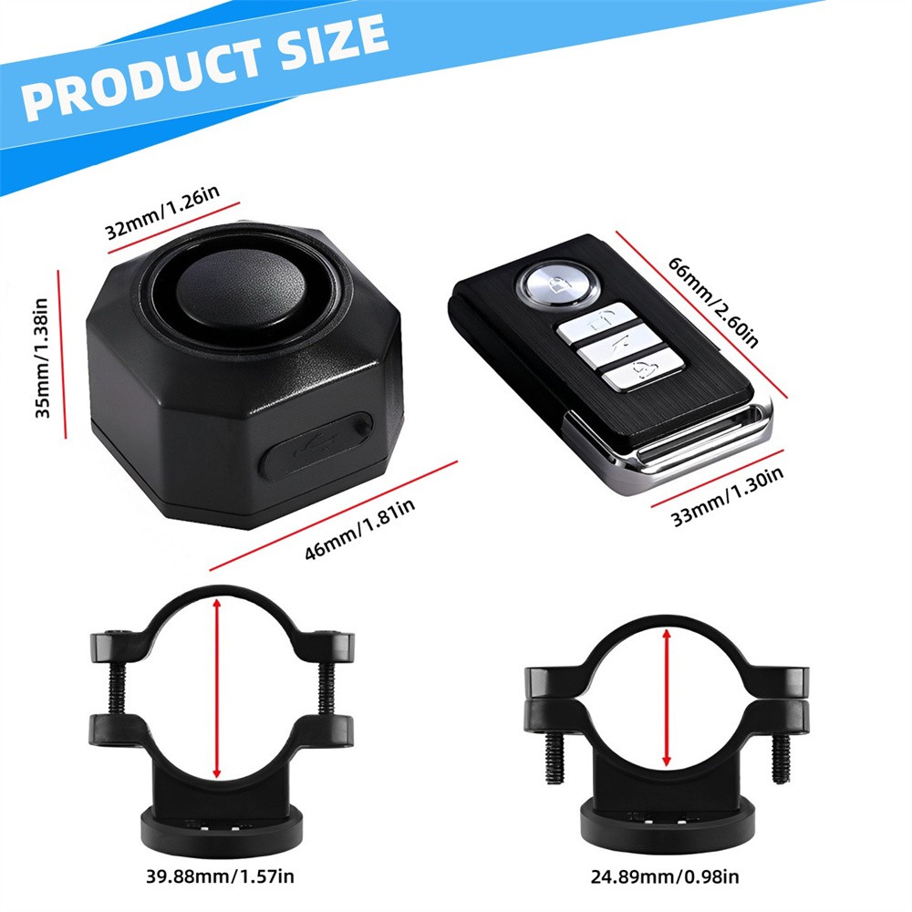 3 Set 110dB Loud Vibration Alarm Security System with Remote Long Range Control