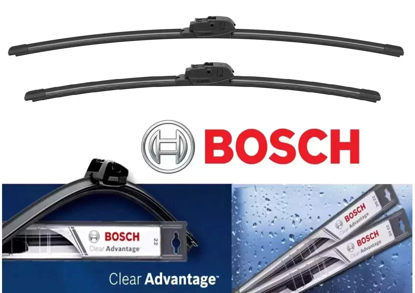 FRONT LEFT & FRONT RIGHT 16" + 26" NEW BOSCH Clear Advantage Beam Wiper Blades