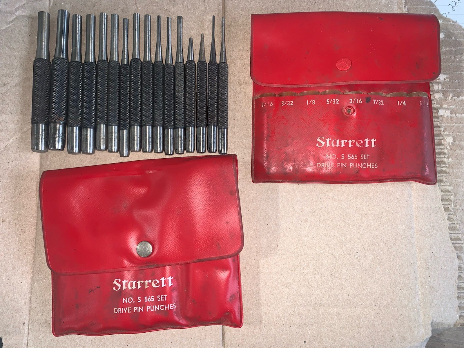 Starrett Short No S 565 Set Drive Pin Punches Complete Plus Extras Spare Set