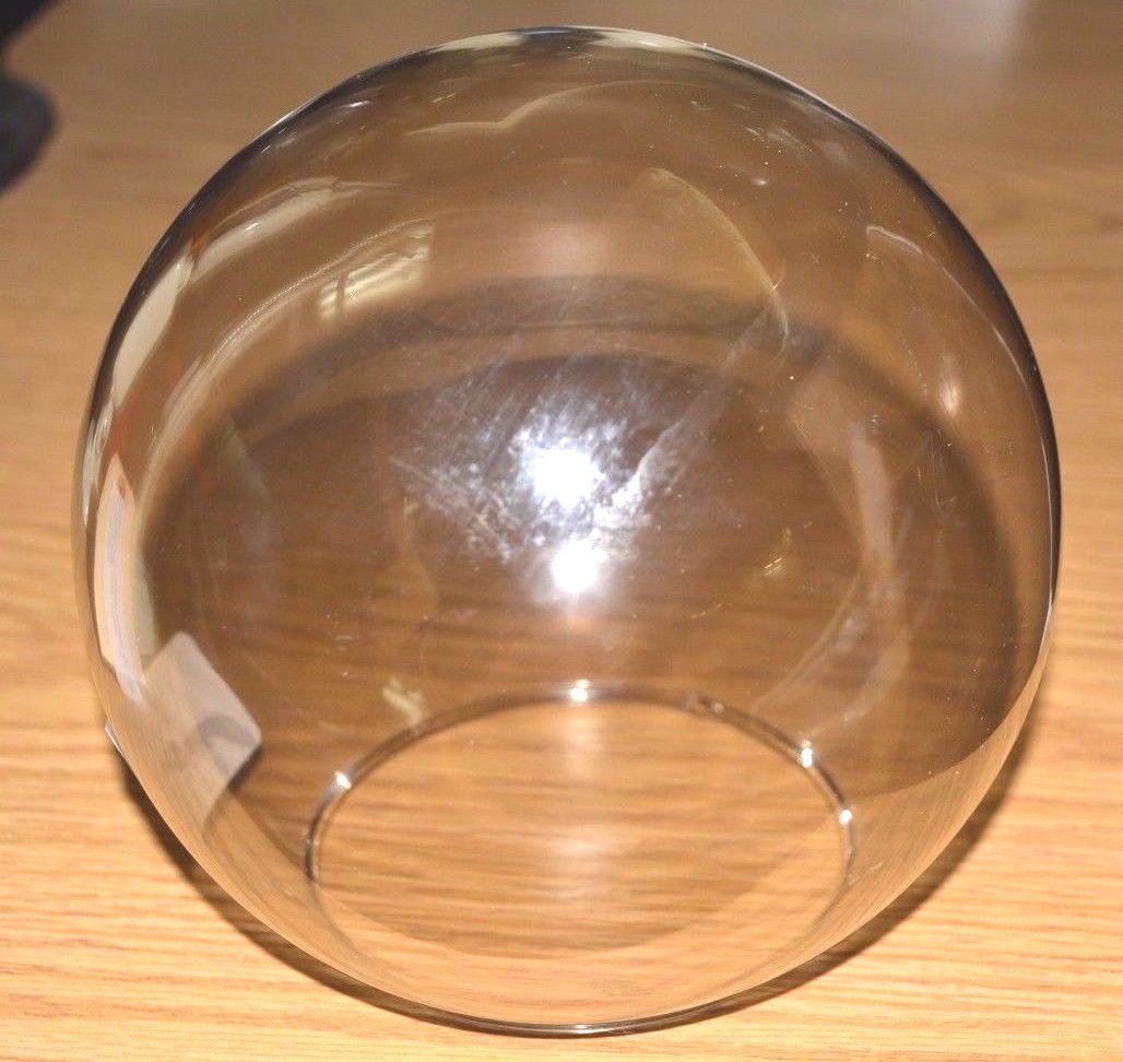 6" x 3" Fitter CLEAR SMOKE GLASS BALL GLoBe GlaSsWaRe NECKLESS NEW 9112-065