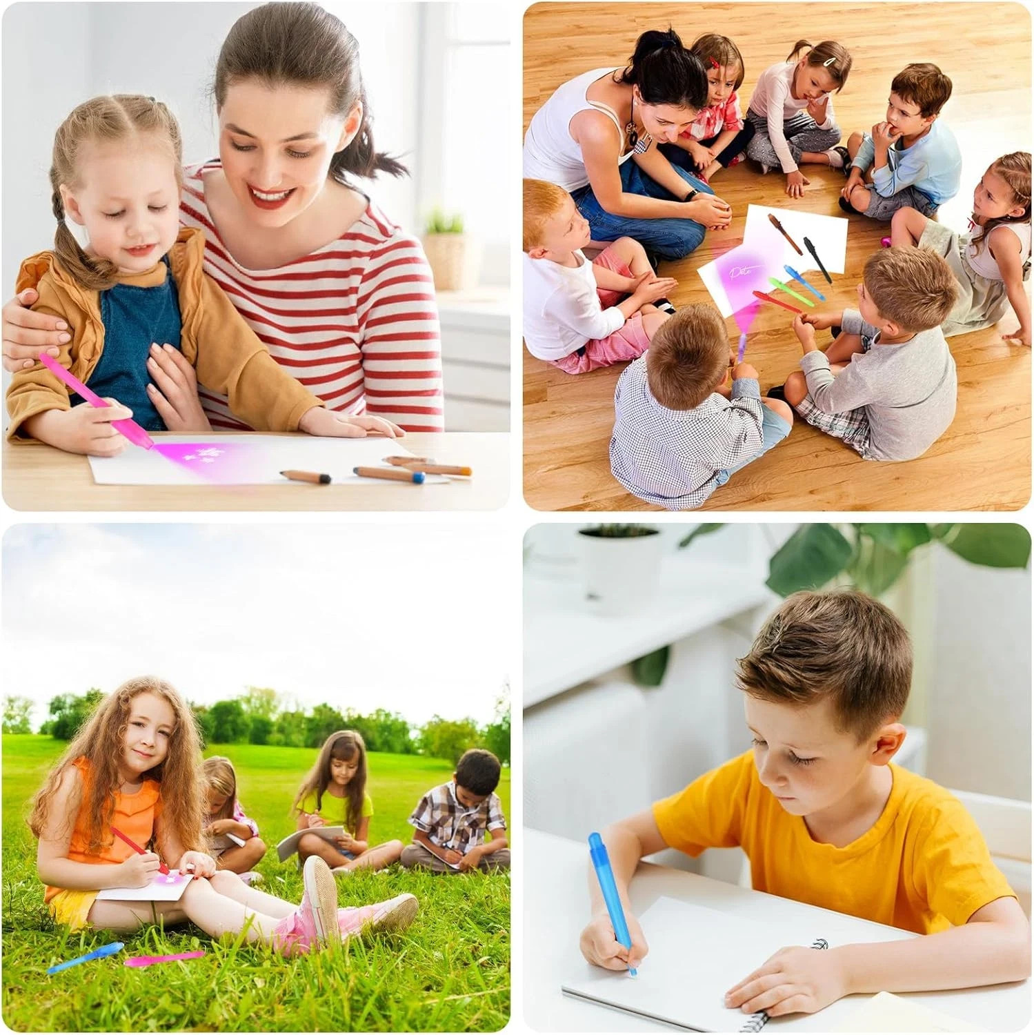 4PCS Invisible Ink Spy Pens marker with built in UV black light for escape rooms