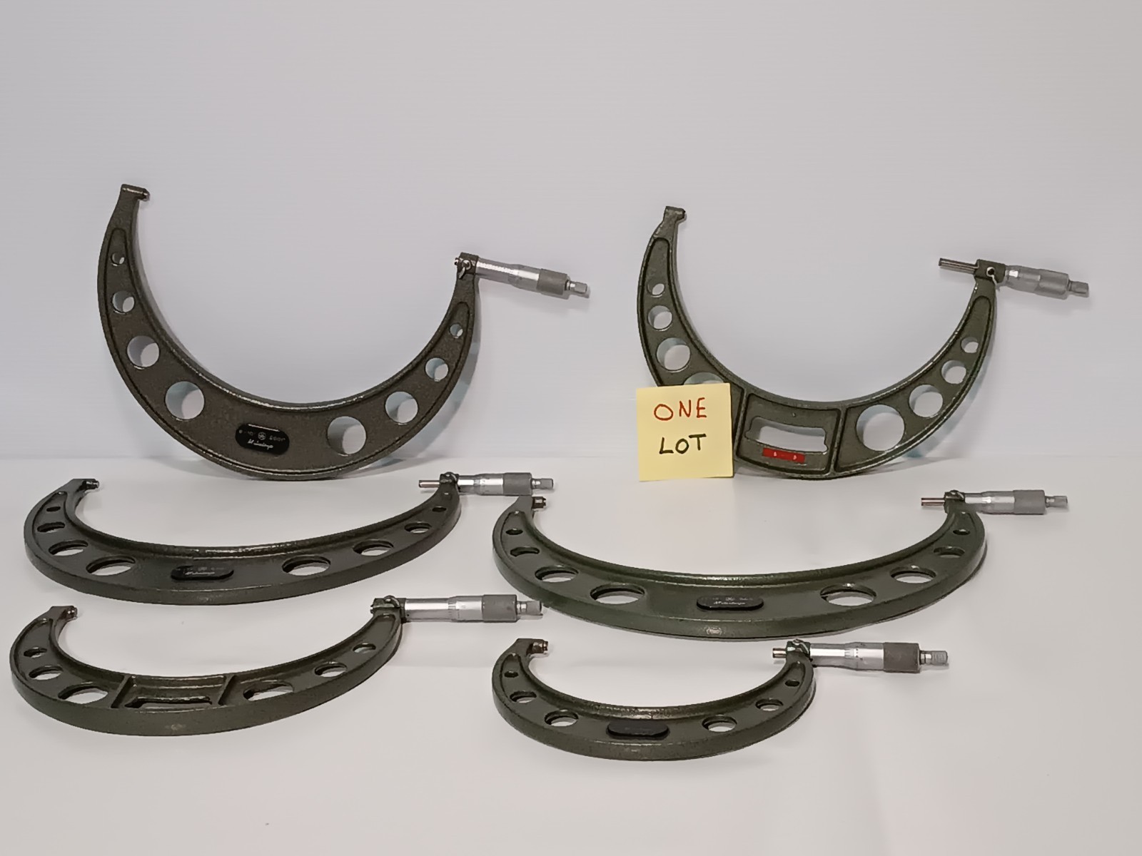 Mitutoyo Outside Micrometer Set, 6 Sizes, 5" - 11" Overall Range, .0001" Grad