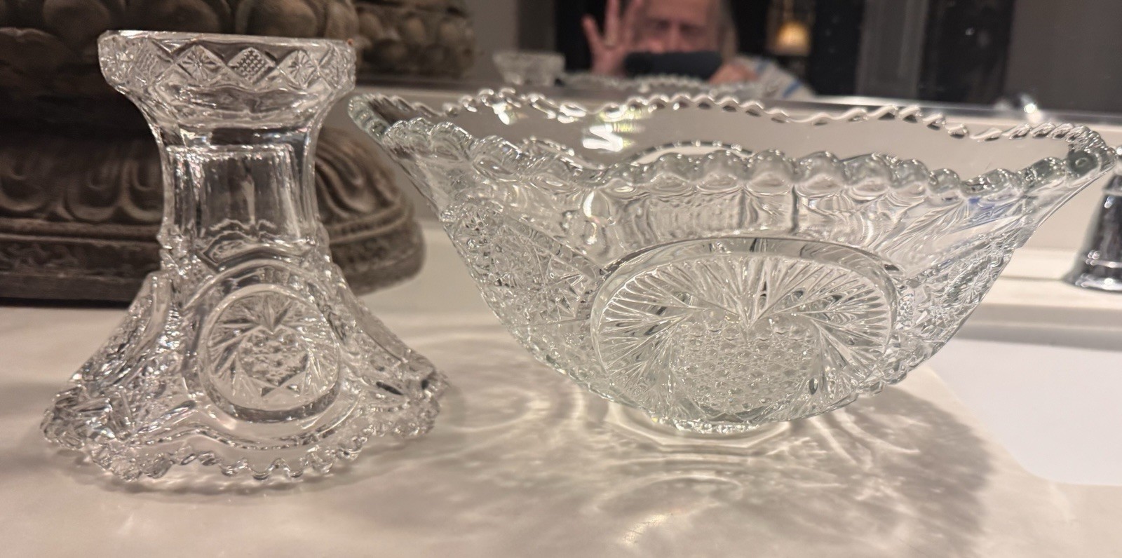 Whirling Star Glass Punch Bowl And Pedistal