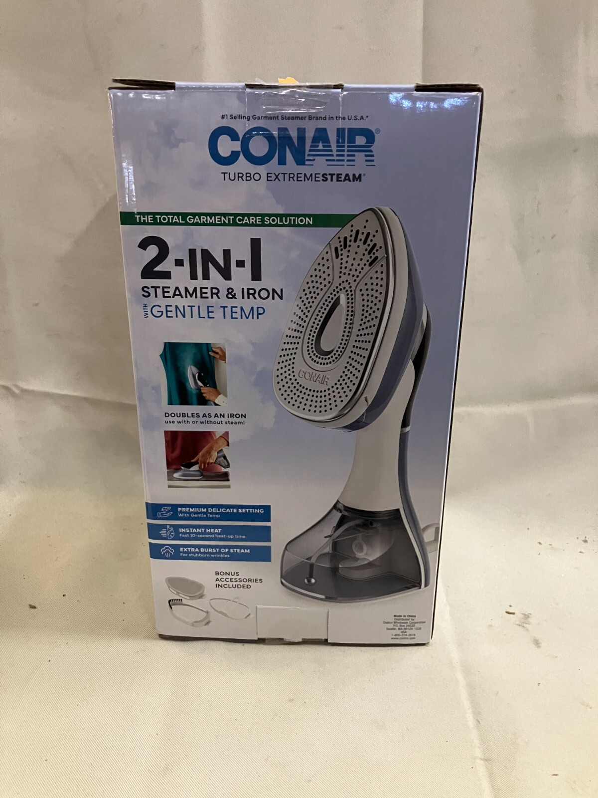 Conair Turbo Extremesteam 2 in 1 Steamer and Iron with Gentle Temp Accessories