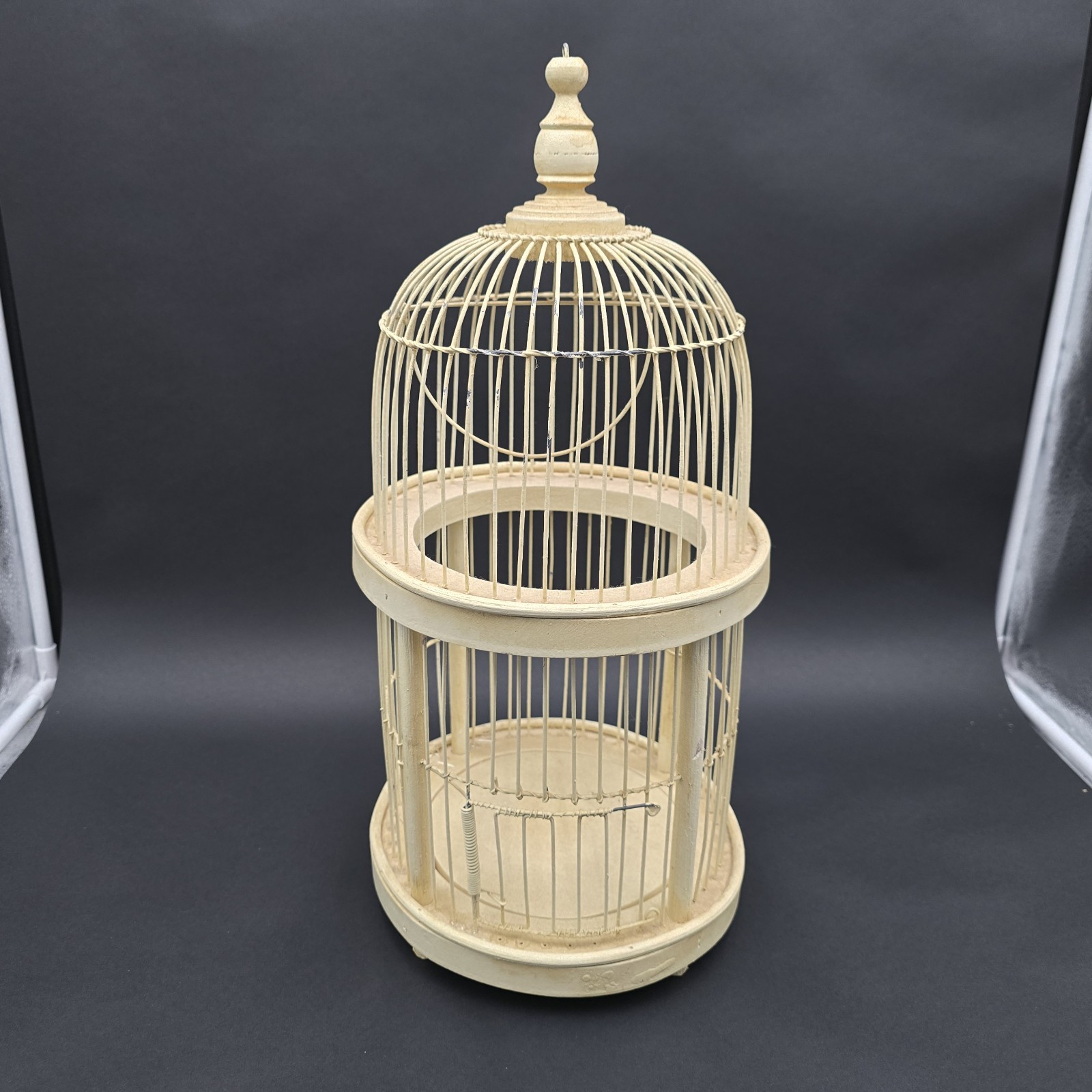 Vintage Wooden Bird Cage Off White Small Bird Country Home Decor 18"