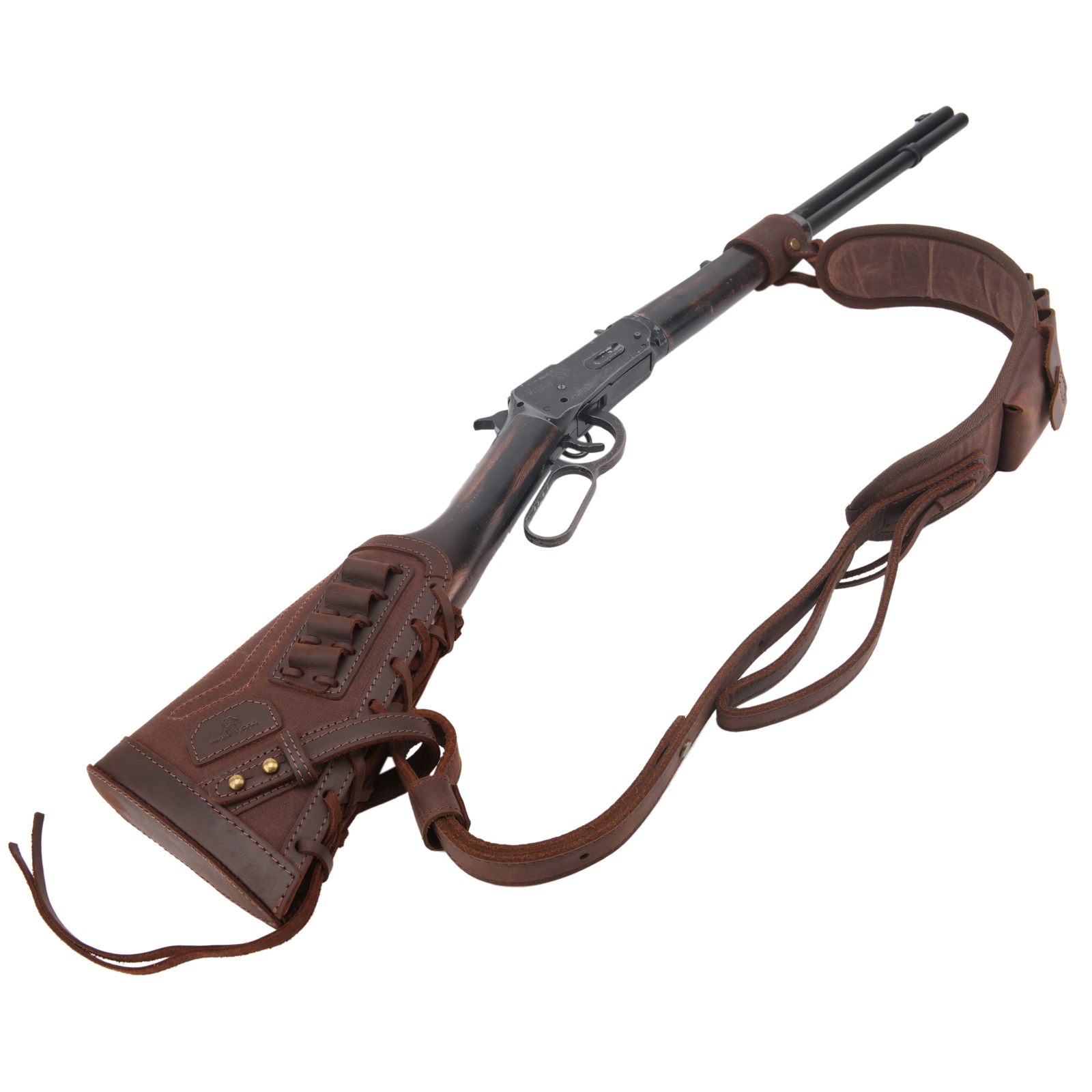No Drilling Leather Rifle Buttstock, Sling Straps with Sling Loop for .308.22LR