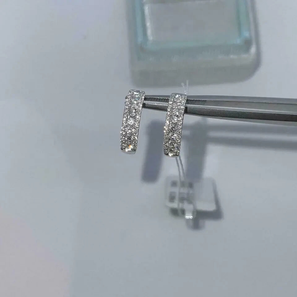 2Ct Lab Created D Diamond Three-Row Huggie Hoop Earrings 14K White Gold Over