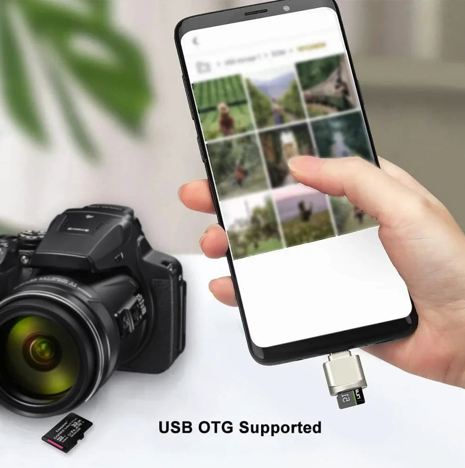 1pc USB-C TF Micro SD Card Reader With USB Adapter Zinc Alloy - NEW