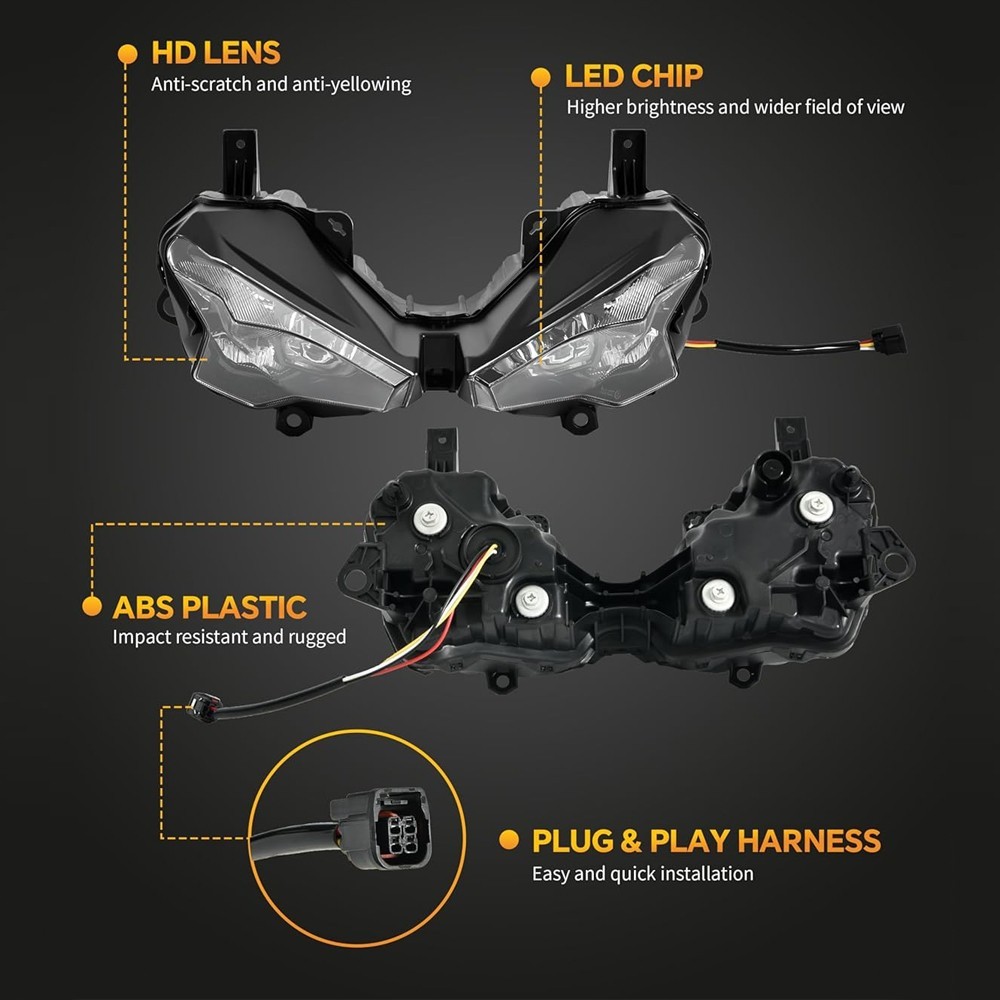 LED Front Headlight Assembly Fit For Kawasaki Ninja ZX6R 2024 2025 ZX636 Ninja