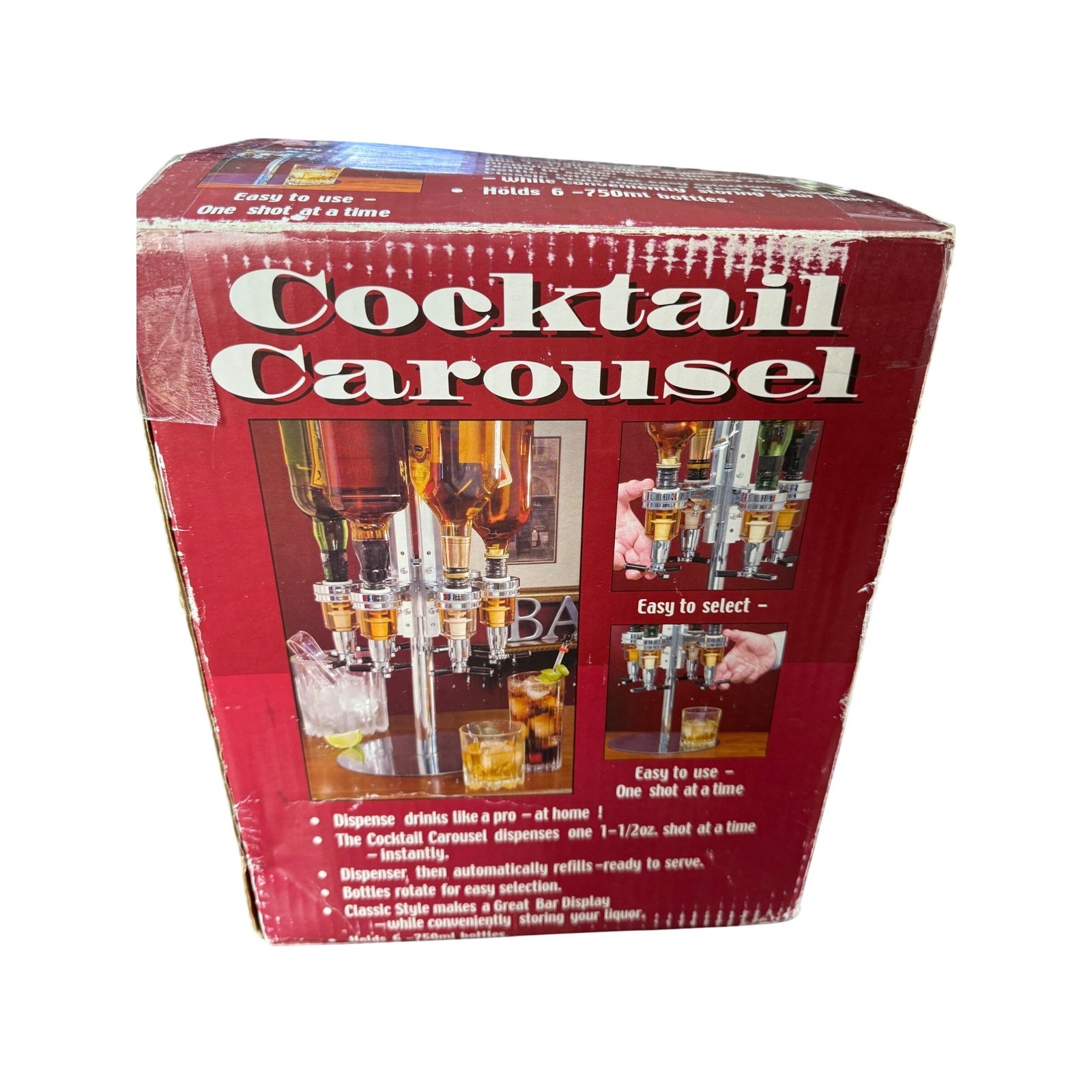 Cocktail Carousel 6 Bottle Liquor Dispenser Bar Home Party Rotating Drink Mixer